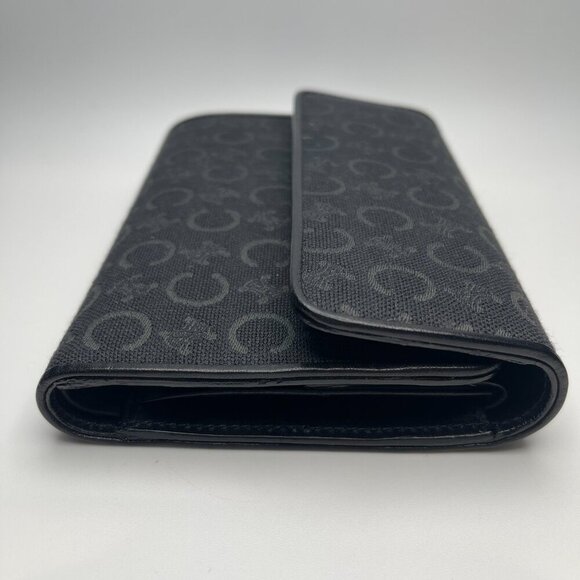 Celine Triomphe Printed Canvas & Leather Compact Wallet - Black - Preowned - Picture 2 of 13